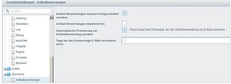 Grundeinstellungen - Artikelbewertung