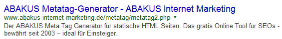 SERP ABAKUS Metag-Generator mit optimierter Meta-Description