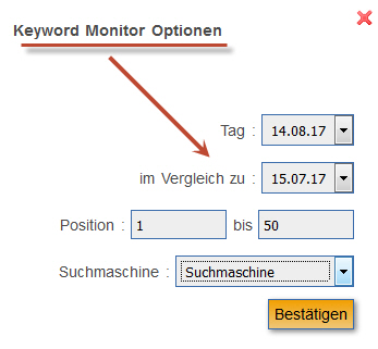 Keyword Monitor: Optionen