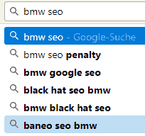 Suchvorschläge bmw seo