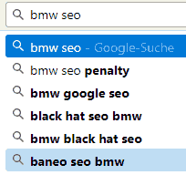 Suchvorschläge bmw seo - auch 2025 noch aktuell