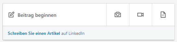 Bild "Beitrag beginnen", um einen Post auf LinkedIn.de zu verfassen