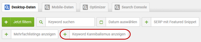 Sistrix.de Screenshot um den Keyword-Kannibalismus zu prüfen