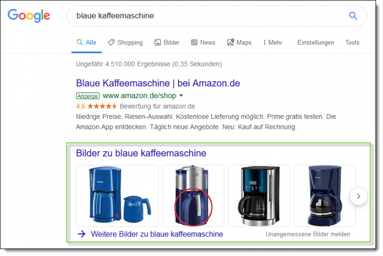 Bilder werden in Universal Search angezeigt