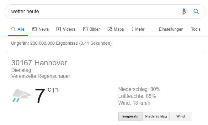 Google Suchergebnis Screenshot