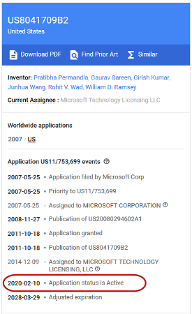 Google Patent aktiv