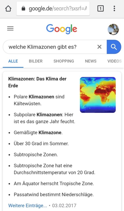 Infografik No Click Searches - Klimazonen