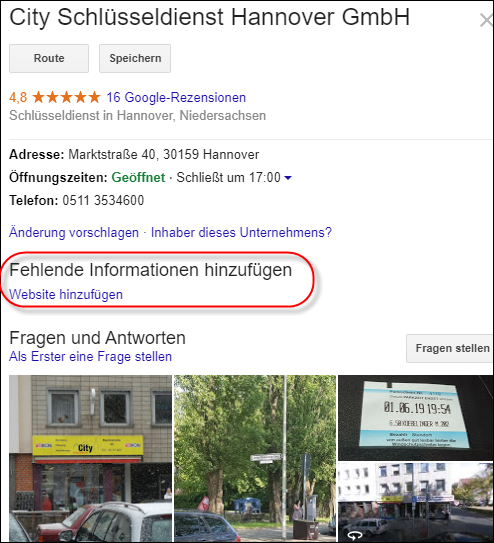 Google My Business: Lokales Suchergebnis ohne Website