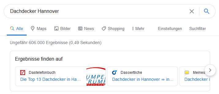 Screenshot Dachdecker Hannover
