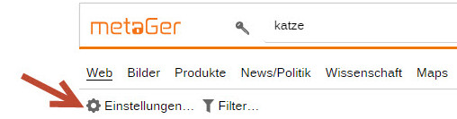 Alternative Suchmaschinen: MetaGer Einstellungen