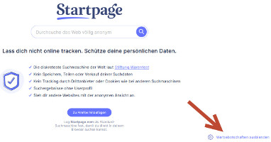 Startpage Werbebotschaften abstellen