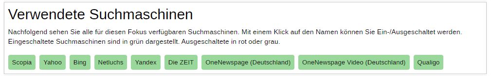 Verwendete Suchmaschinen MetaGer