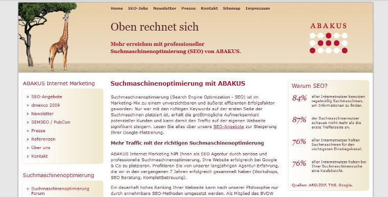 ABAKUS Website 2009 - Screenshot