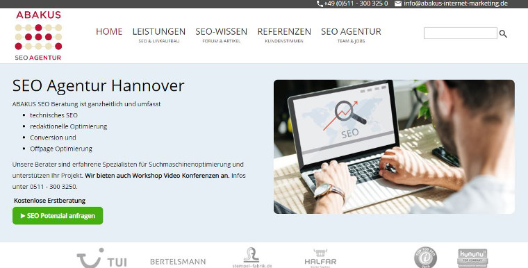 ABAKUS Website 2020 - Screenshot