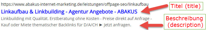 SERPs: Title und Description