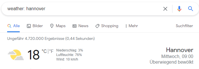 Google Suche Operatoren - weather