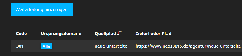Neos Weiterleitungen