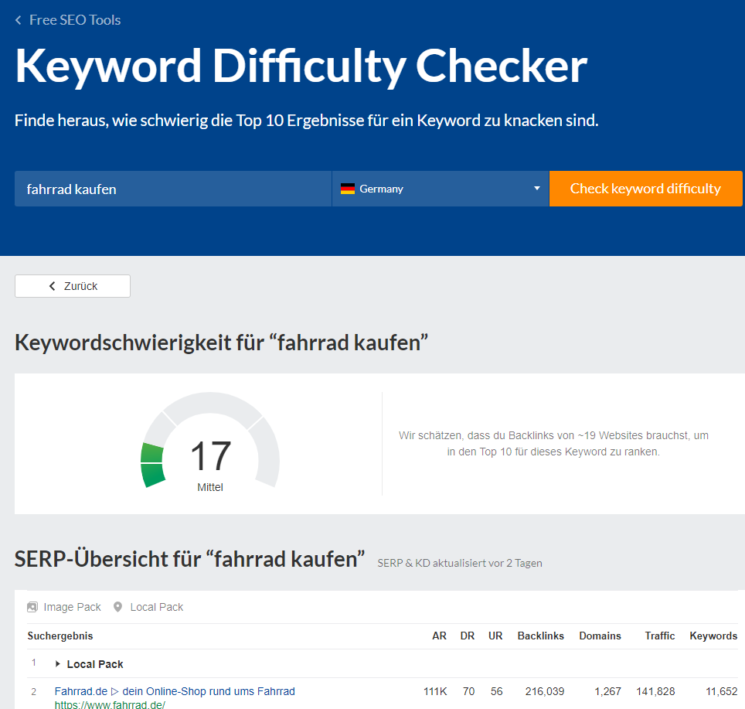 Keyword Difficulty Checker