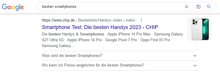 SERP-Features - Besten Smartphones FAQ