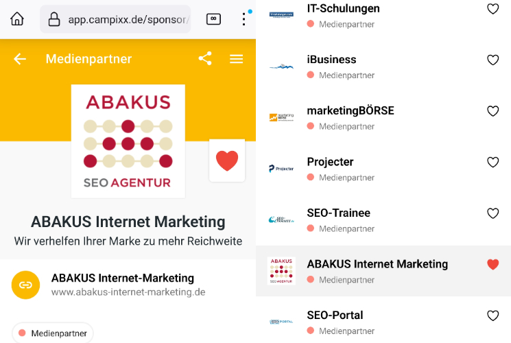 ABAKUS Medienpartner der CAMPIXX in der CAMPIXX Eventapp