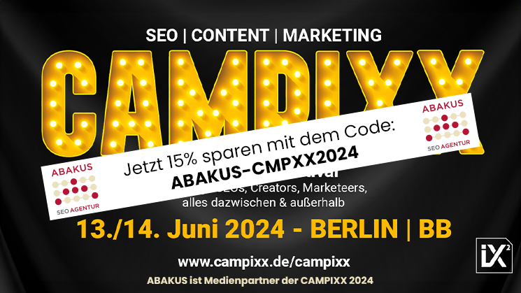 Mit dem Code: ABAKUS-CMPXX2024 könnt Ihr 15% auf Karten für die CAMPIXX 2024 sparen.