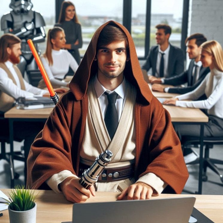 Inhaltsnachweis: Jedi-Praktikant Bild mit KI erstellt