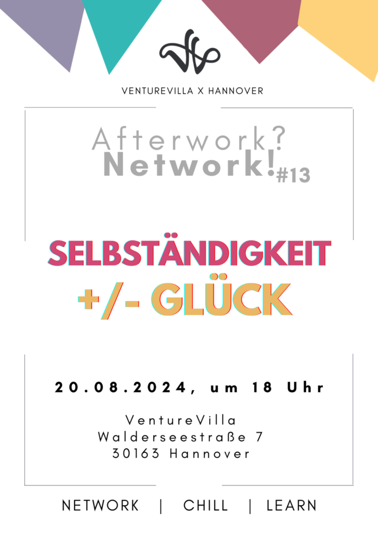 VentureVilla Network-event Selbstständigkeit plus minus Glück 20.8.2024