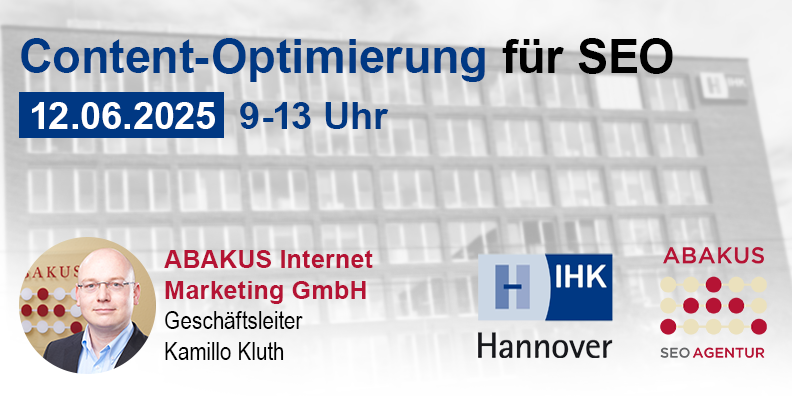 IHK Hannover Seminar "Content-Optimierung für SEO" am 12.06.2025