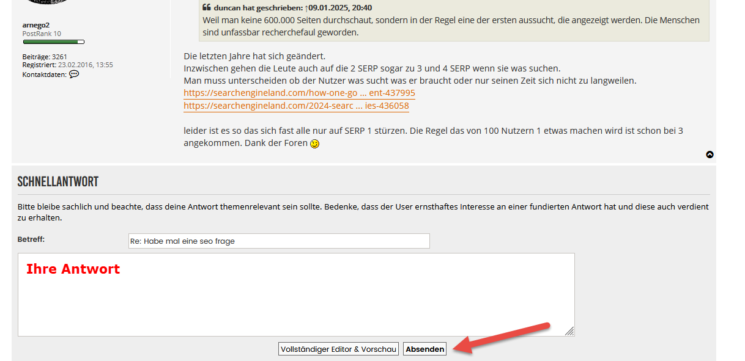 ABAKUS SEO Forum: Schnellantwort