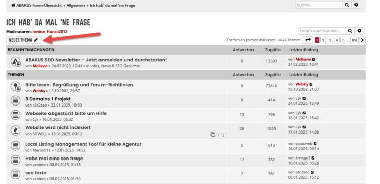 ABAKUS SEO Forum: Neues Thema