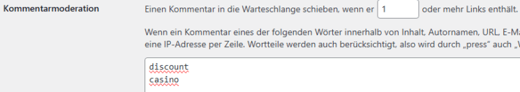 WordPress Kommentarlinks