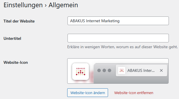 WordPress Einstellungen Allgemein