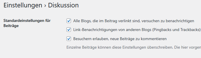 WordPress Einstellungen Diskussion